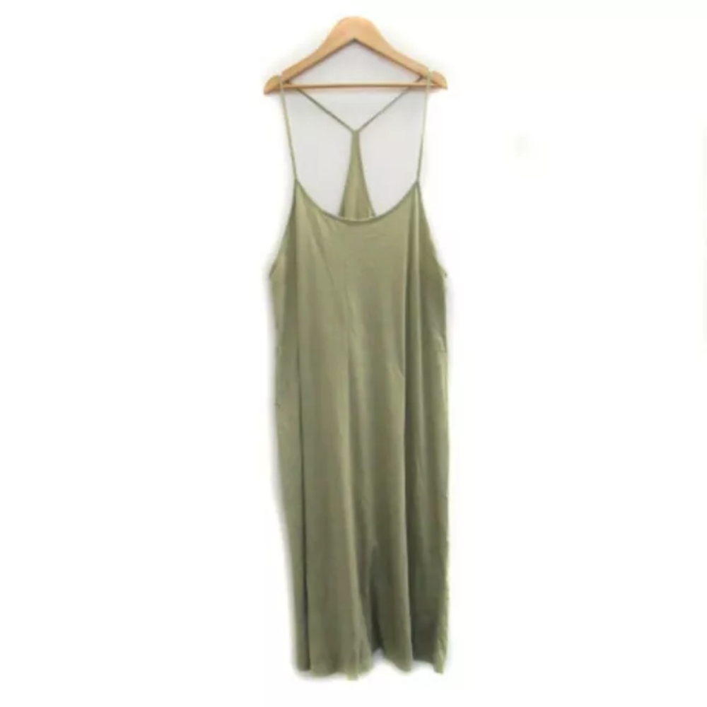 Zara Olive Green Slip Maxi Dress with T-Back